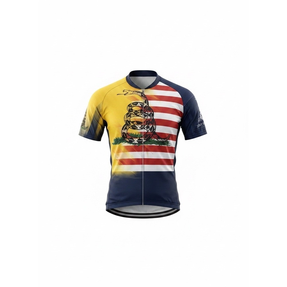 Mens Gadsden Flag Dont Tread On Me Cycling Jersey American Flag Patriotic Blue L